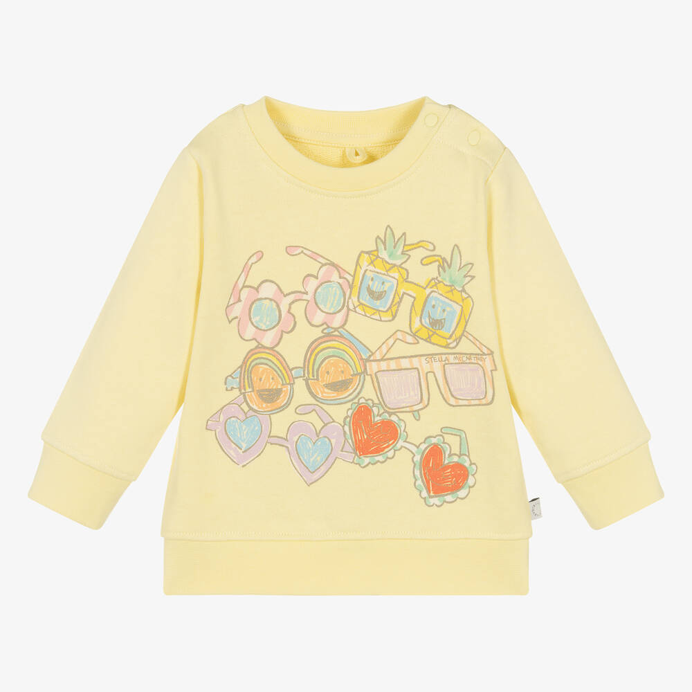 Stella McCartney Kids - Girls Yellow Cotton Sweatshirt | Childrensalon