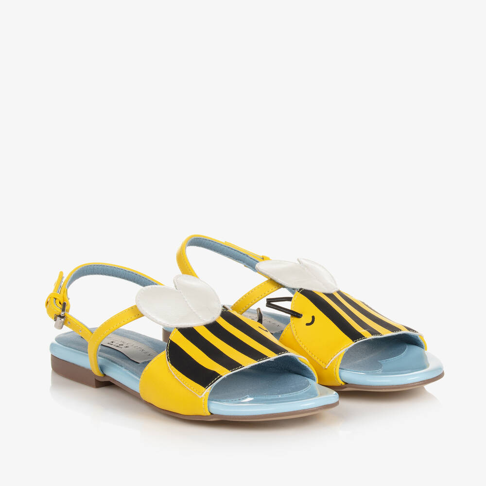 Stella McCartney Kids - Желтые сандалии из искусственной кожи с пчелами для девочек | Childrensalon