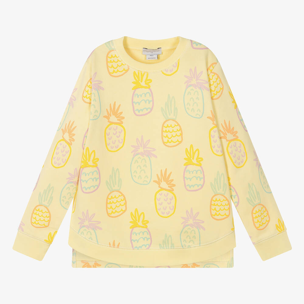 Stella McCartney Kids - Girls Yellow Pineapple Cotton Sweatshirt | Childrensalon