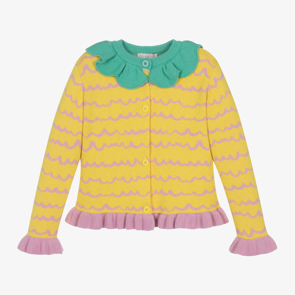 Stella Mccartney Kids Girls Yellow Pineapple Knit Cardigan