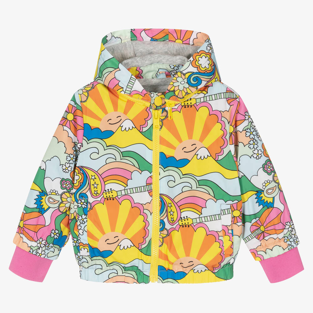 Stella McCartney Kids - Розово-желтая куртка на молнии с графическим принтом | Childrensalon