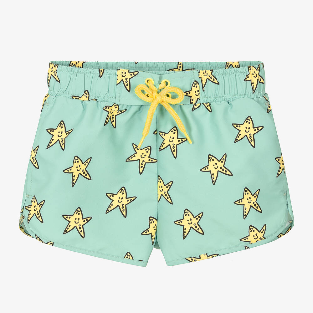 Stella McCartney Kids - Green Starfish Swim Shorts | Childrensalon