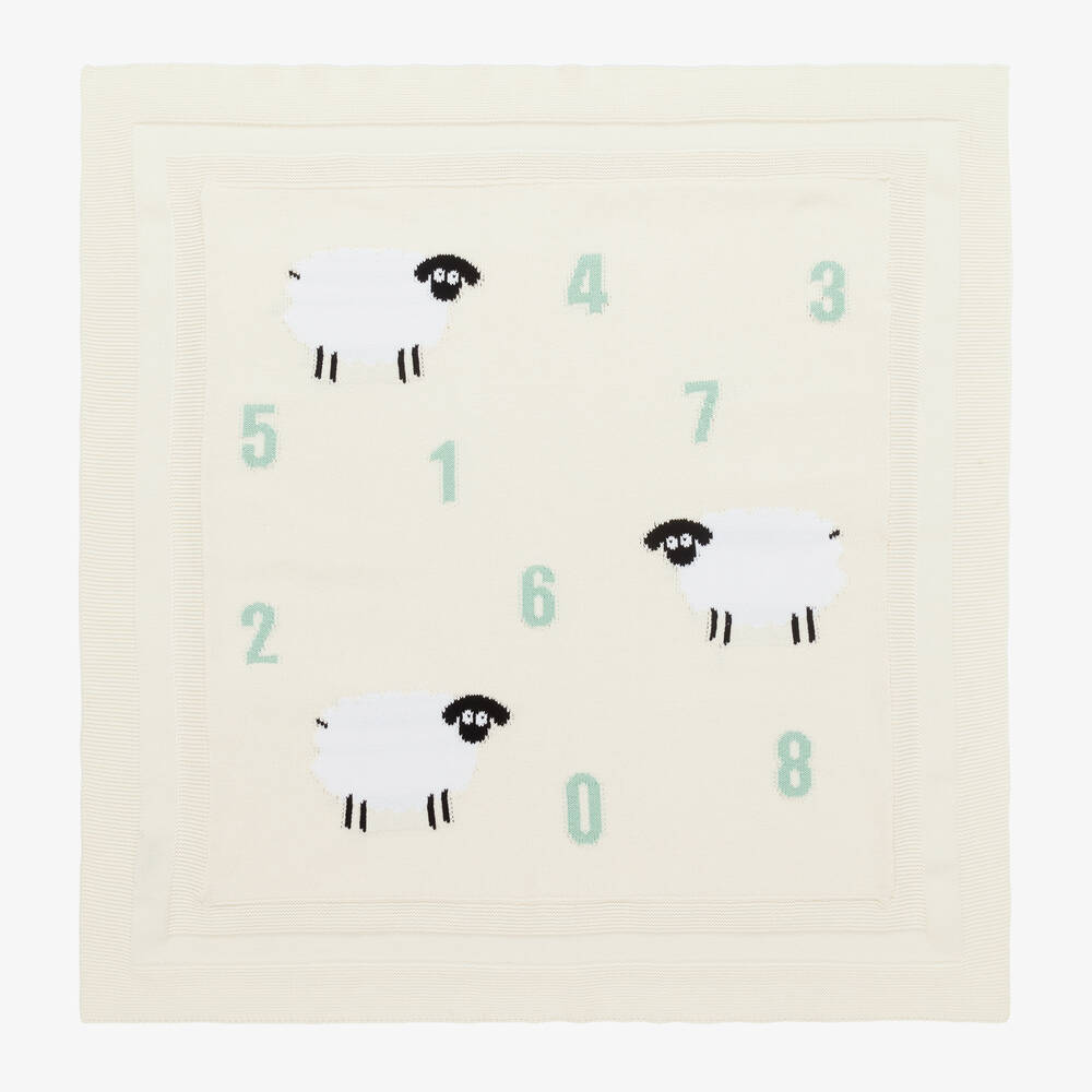 Shop Stella Mccartney Kids Ivory Cotton Counting Sheep Blanket (73cm)