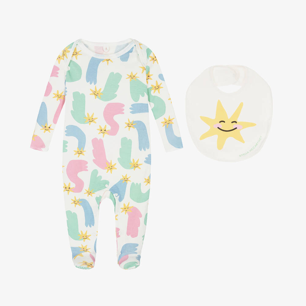 Stella McCartney Kids - Ivory Star Print Cotton Babysuit Gift Set | Childrensalon