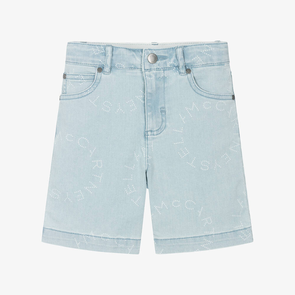 Shop Stella Mccartney Kids Light Blue Denim Shorts