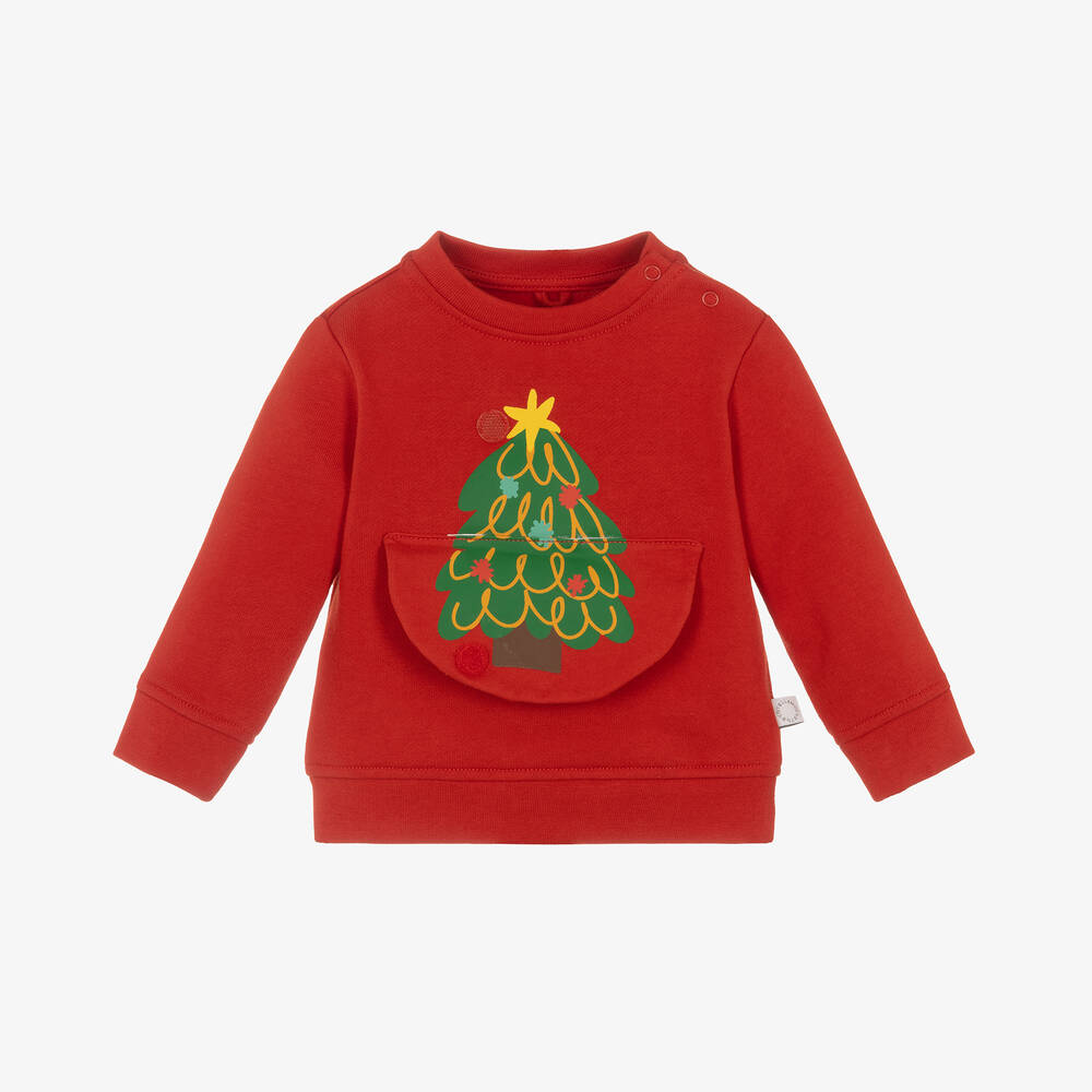 Stella McCartney Kids - Sweat en coton rouge bonhomme de neige | Childrensalon