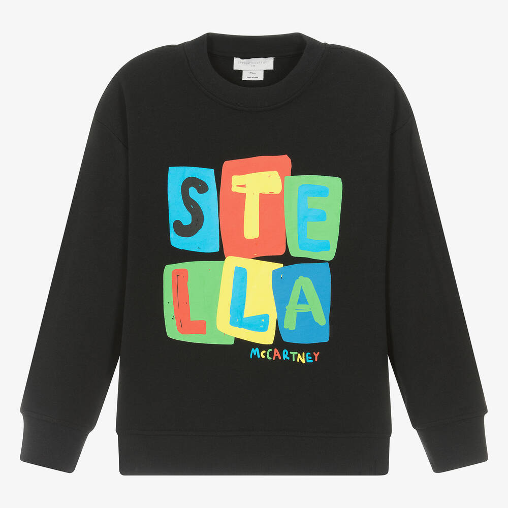 Stella McCartney Kids - سويتشيرت قطن عضوي لون أسود للمراهقين | Childrensalon