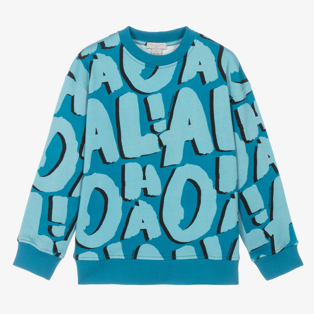 Stella McCartney Kids - Teen Boys Blue Cotton Aloha Sweatshirt | Childrensalon