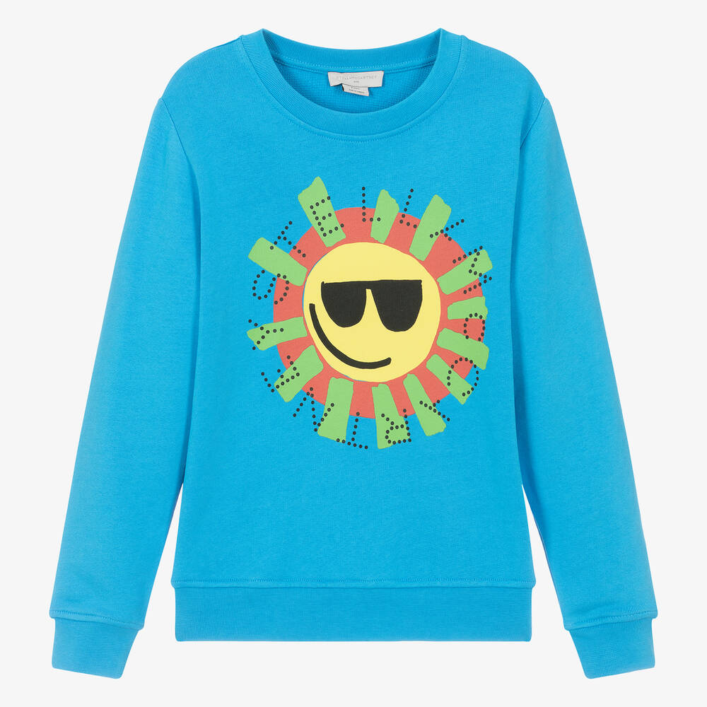 Stella McCartney Kids - Голубой хлопковый свитшот с солнцем для мальчиков-подростков  | Childrensalon