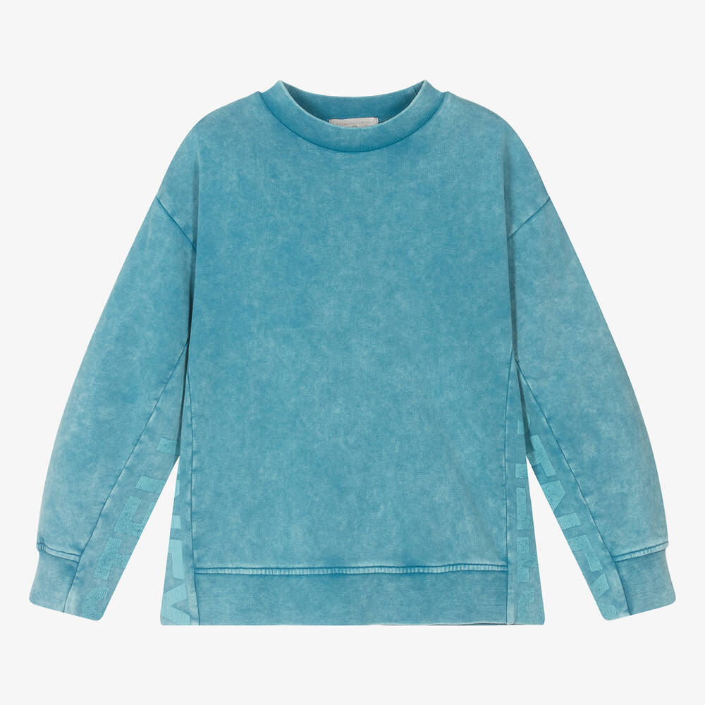 Stella McCartney Kids - Teen Boys Blue Stone Wash Cotton Sweatshirt | Childrensalon