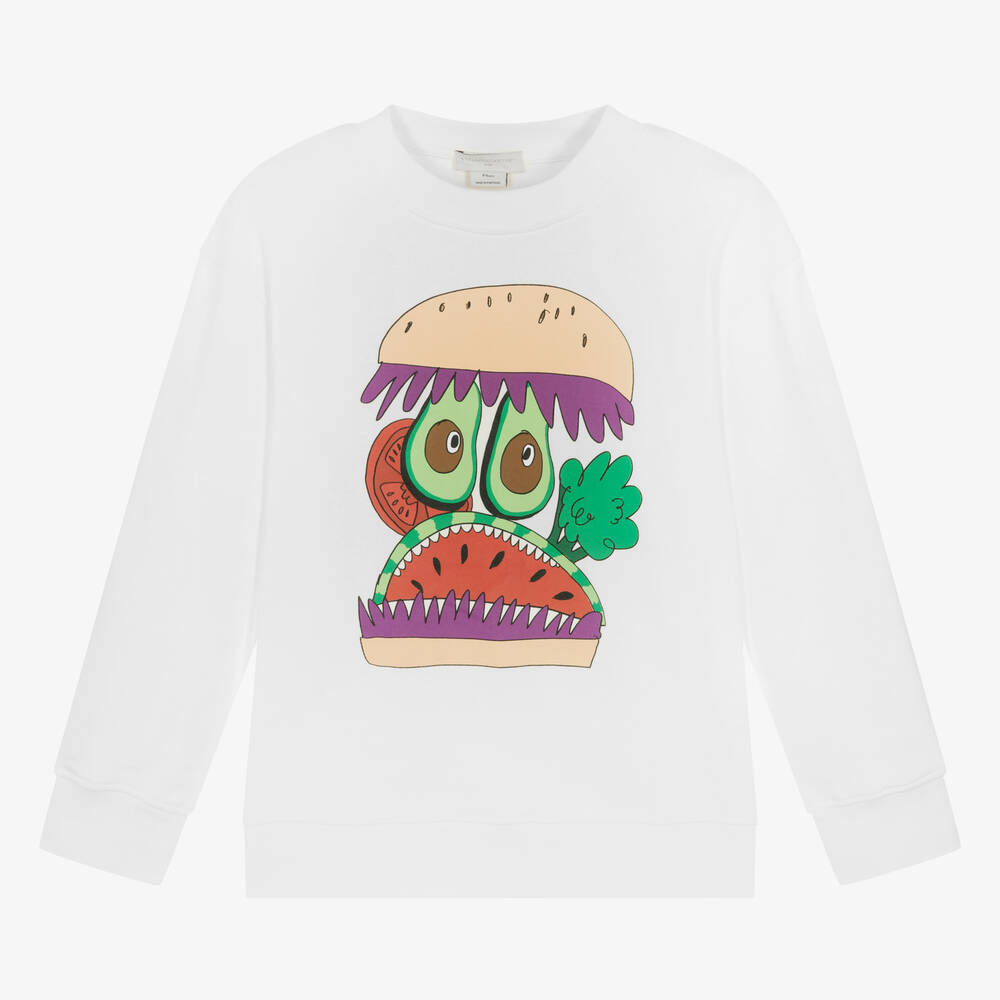 Stella McCartney Kids - Sweat-shirt ivoire en coton hamburger | Childrensalon