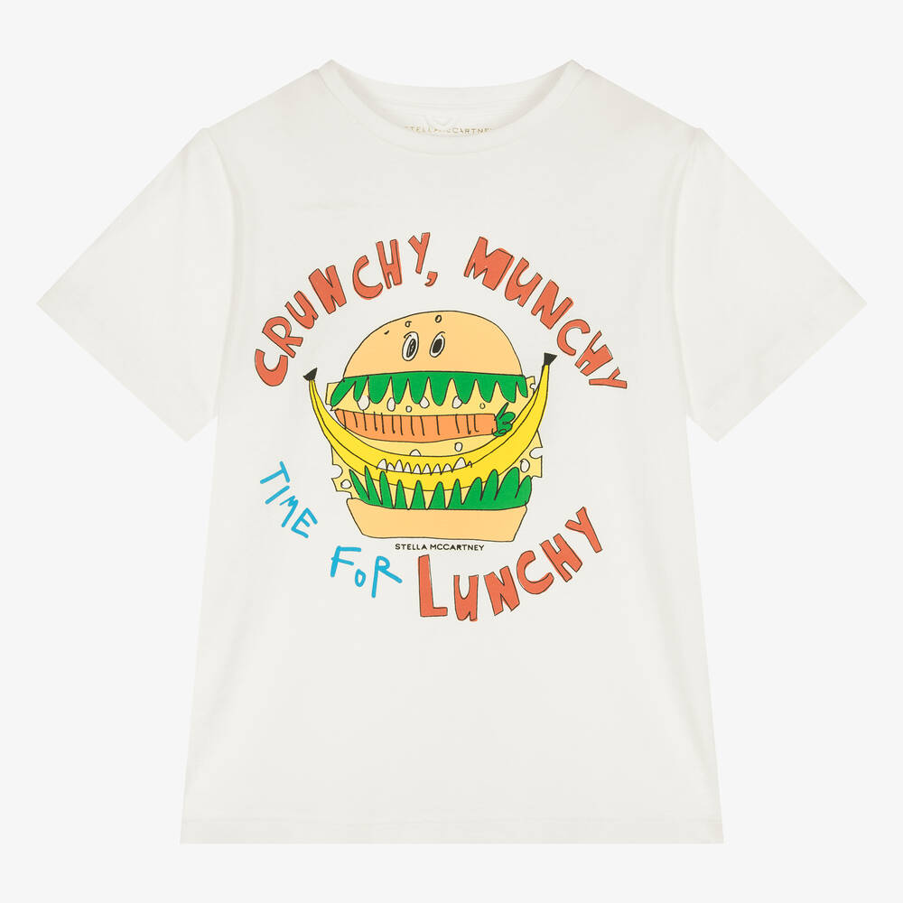 Stella McCartney Kids - Кремовая хлопковая футболка с сэндвичем  | Childrensalon