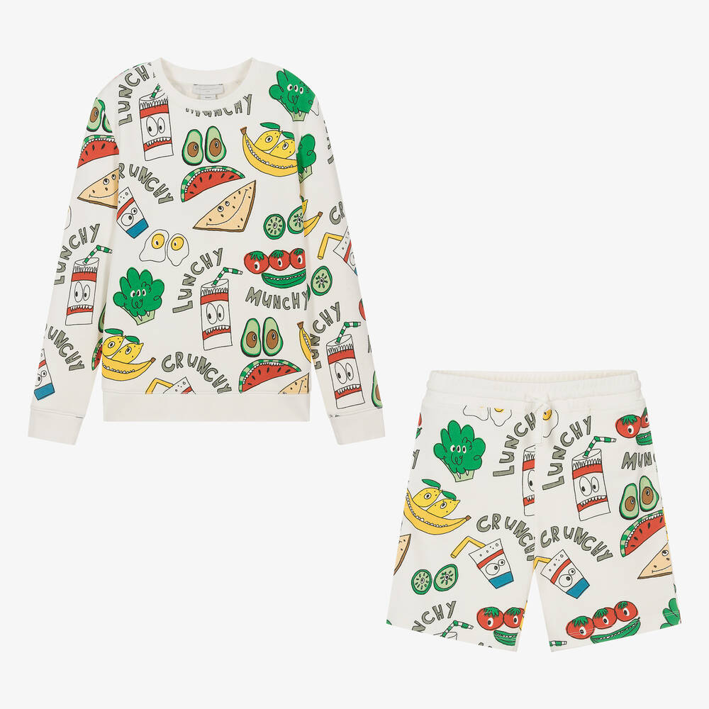 Stella McCartney Kids - Teen Boys Ivory Crunchy Lunchy Shorts Set | Childrensalon