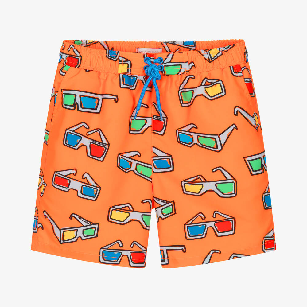 Stella McCartney Kids - Teen Boys Orange Glasses Swim Shorts | Childrensalon