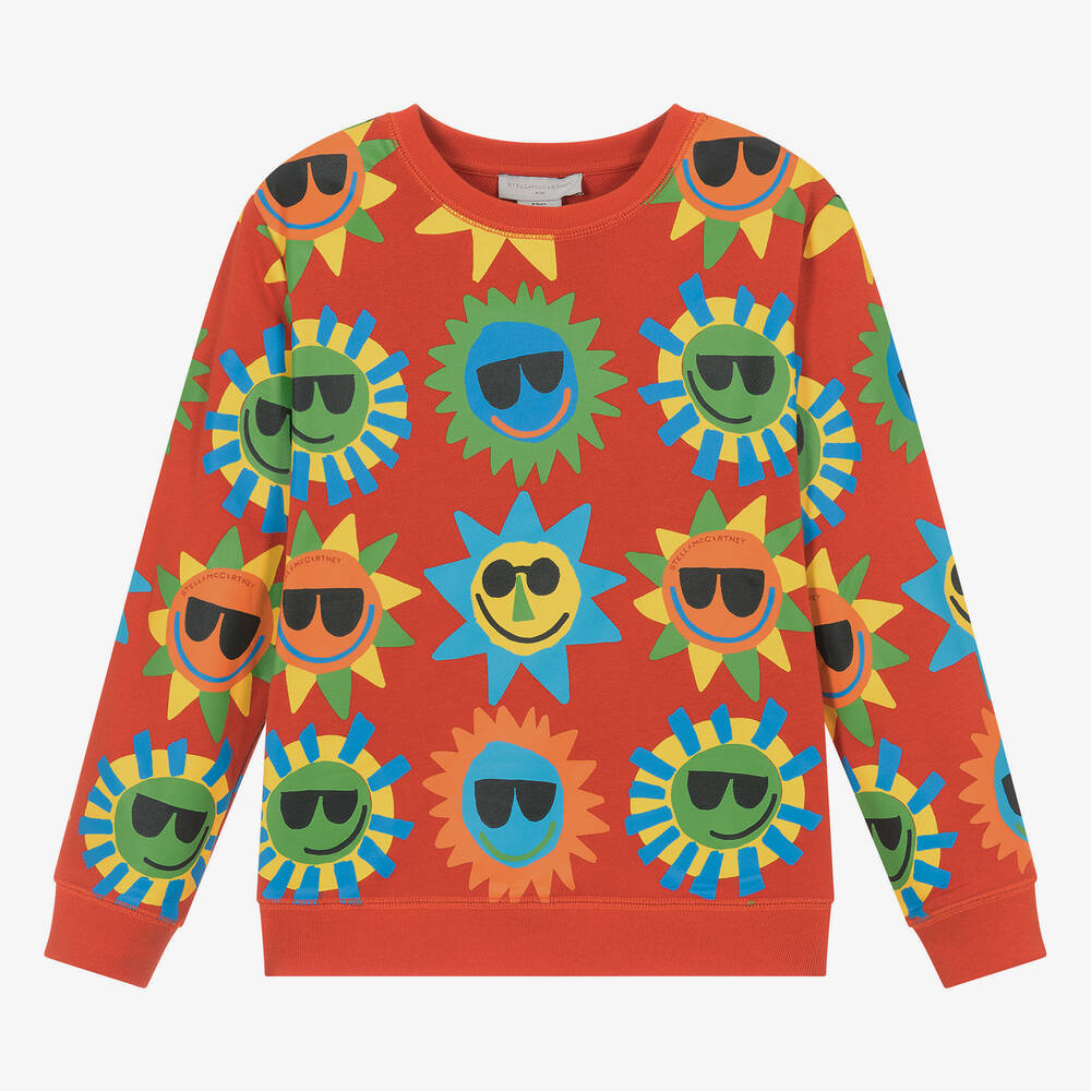 Stella McCartney Kids - Teen Boys Red Cotton Sun Sweatshirt | Childrensalon