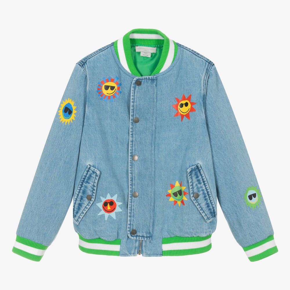 Stella McCartney Kids - Teen Boys Sun Print Denim Bomber Jacket | Childrensalon