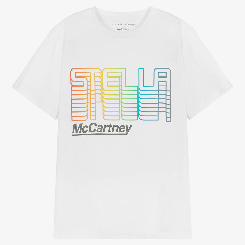 Stella Mccartney Kids Teen Boys White Cotton Logo T-shirt