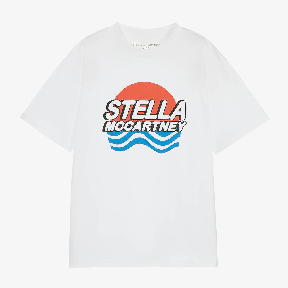 Stella McCartney Kids - Белая хлопковая футболка для мальчиков-подростков | Childrensalon