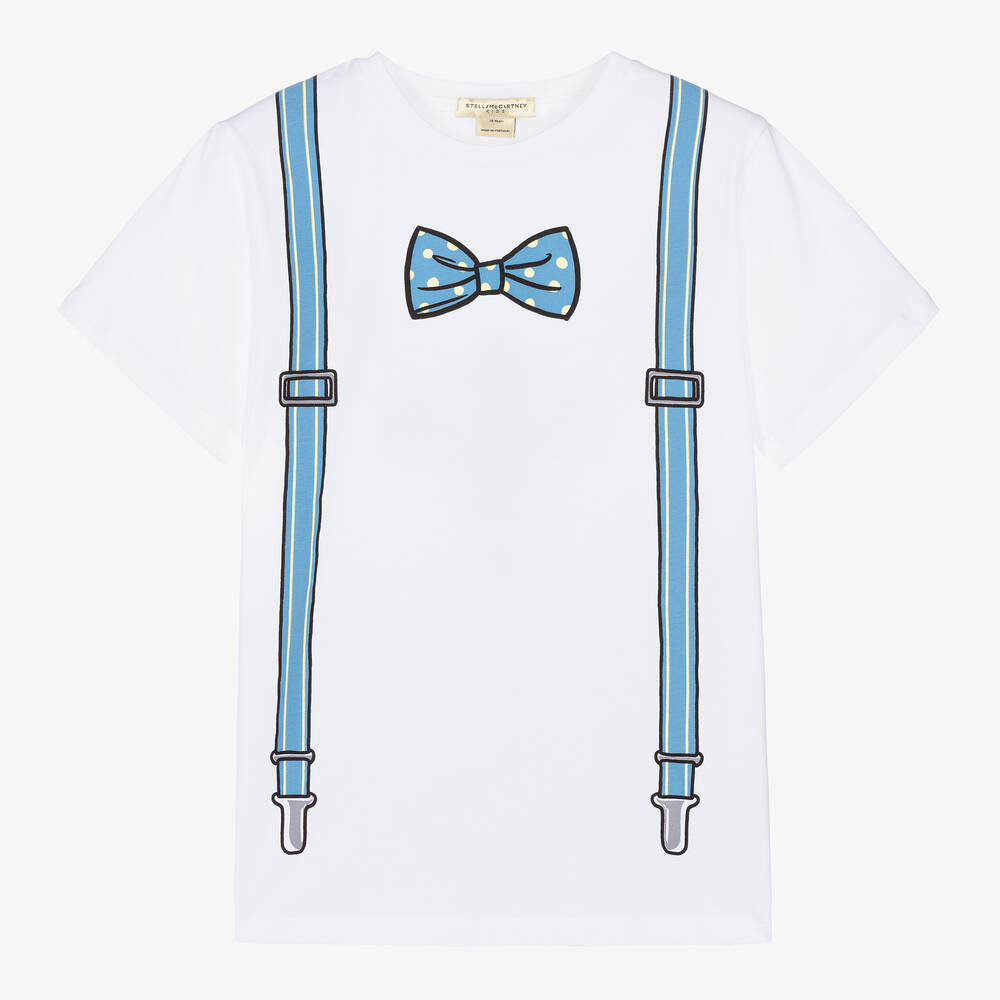 Stella Mccartney Kids Teen Boys White Organic Cotton Bow-tie T-shirt