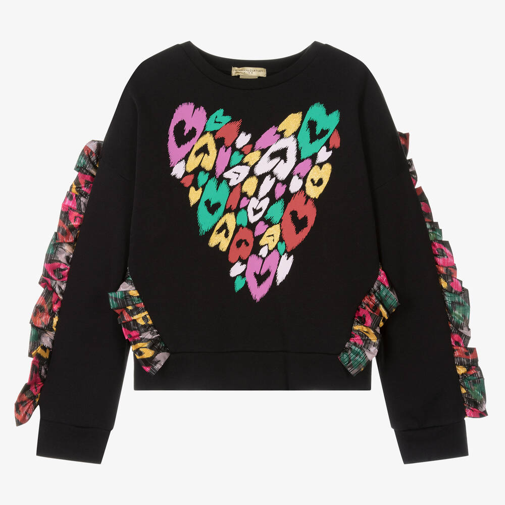 Stella Mccartney Kids Teen Girls Black Smudged Heart Sweatshirt