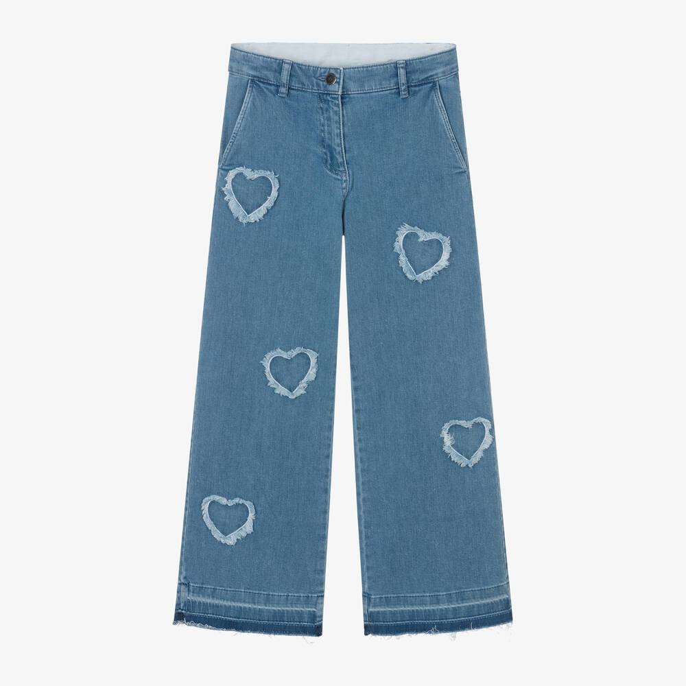 Stella McCartney Kids - Teen Girls Blue Denim Heart Jeans | Childrensalon