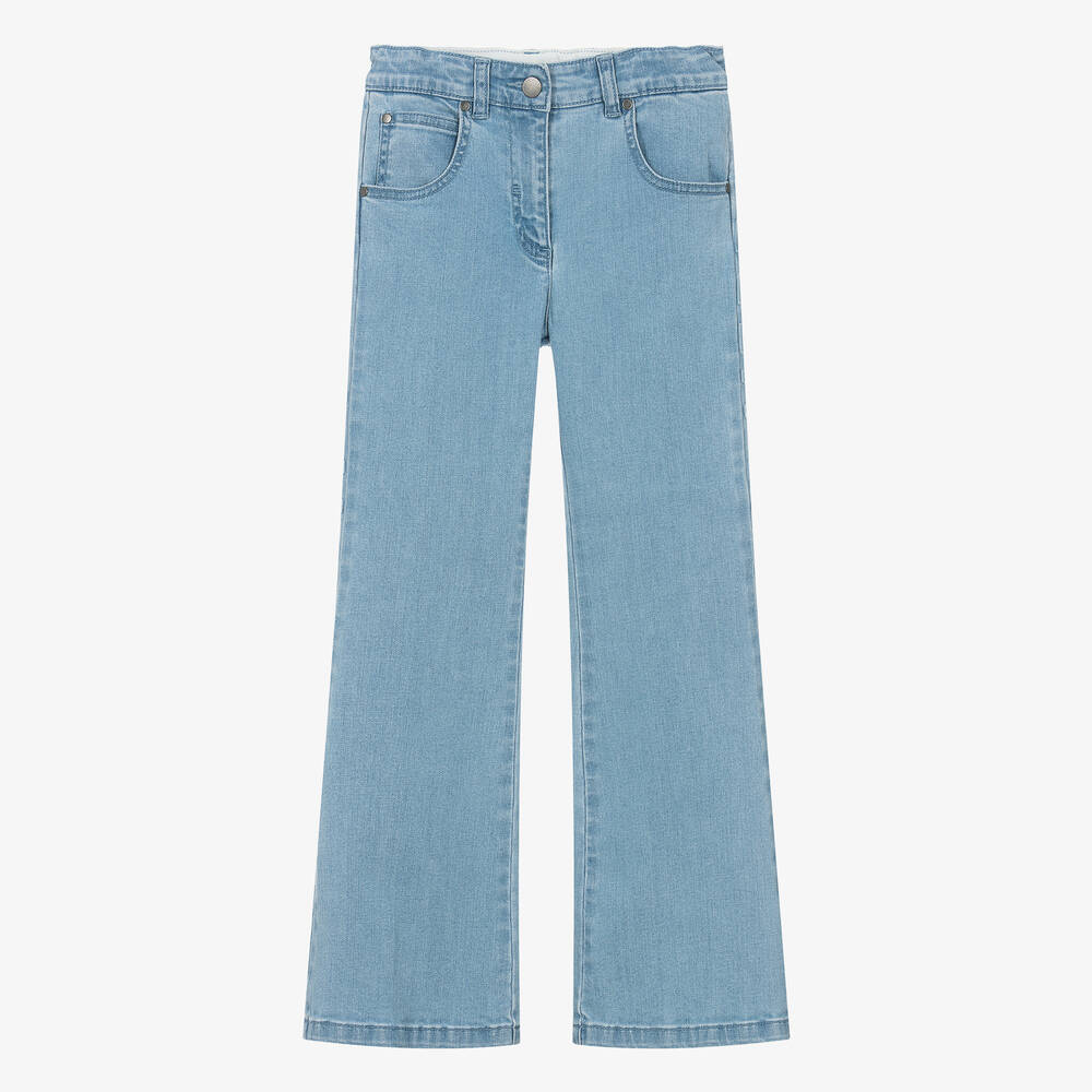 Shop Stella Mccartney Kids Teen Girls Blue Flared Denim Jeans