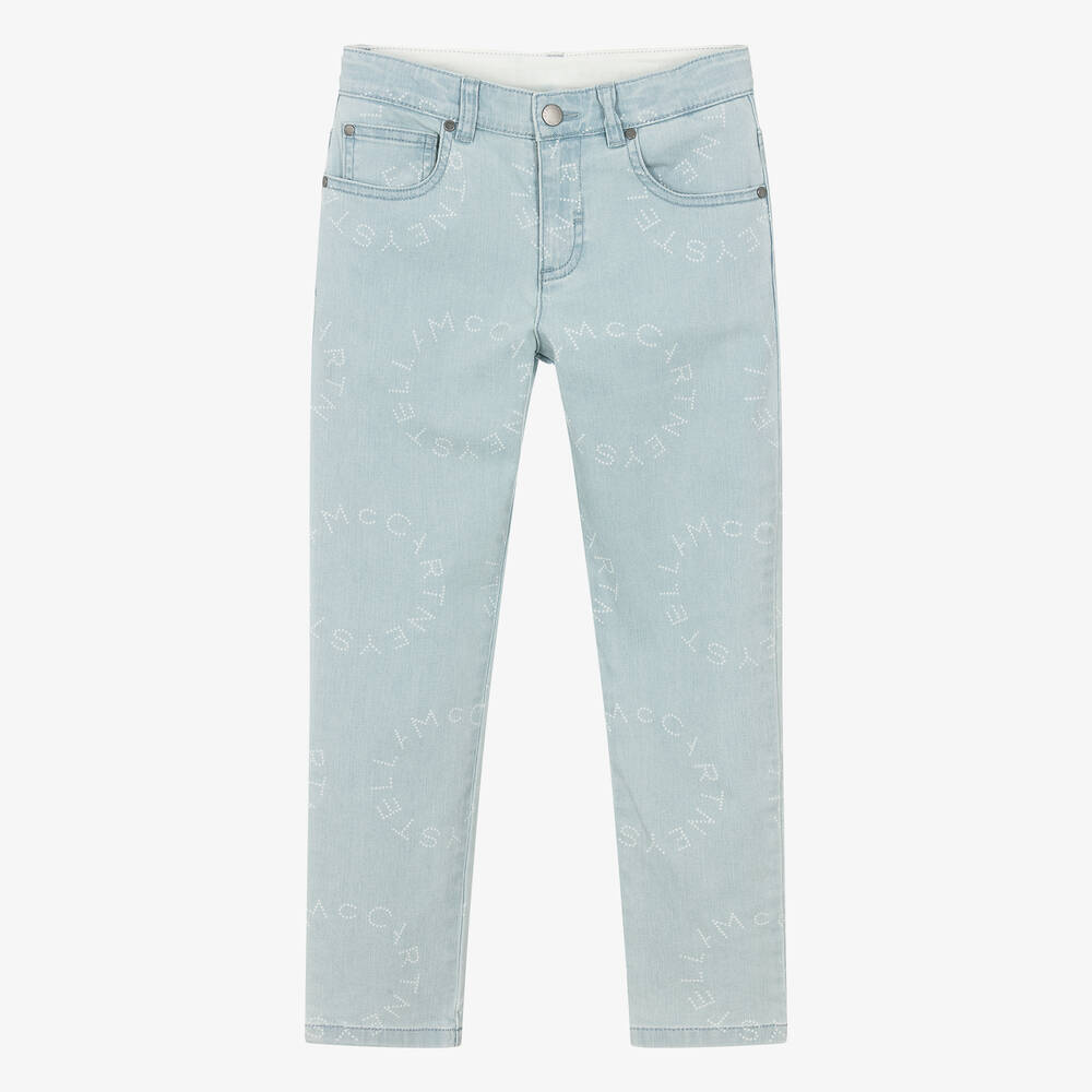 Shop Stella Mccartney Kids Teen Girls Blue Graphic Denim Jeans