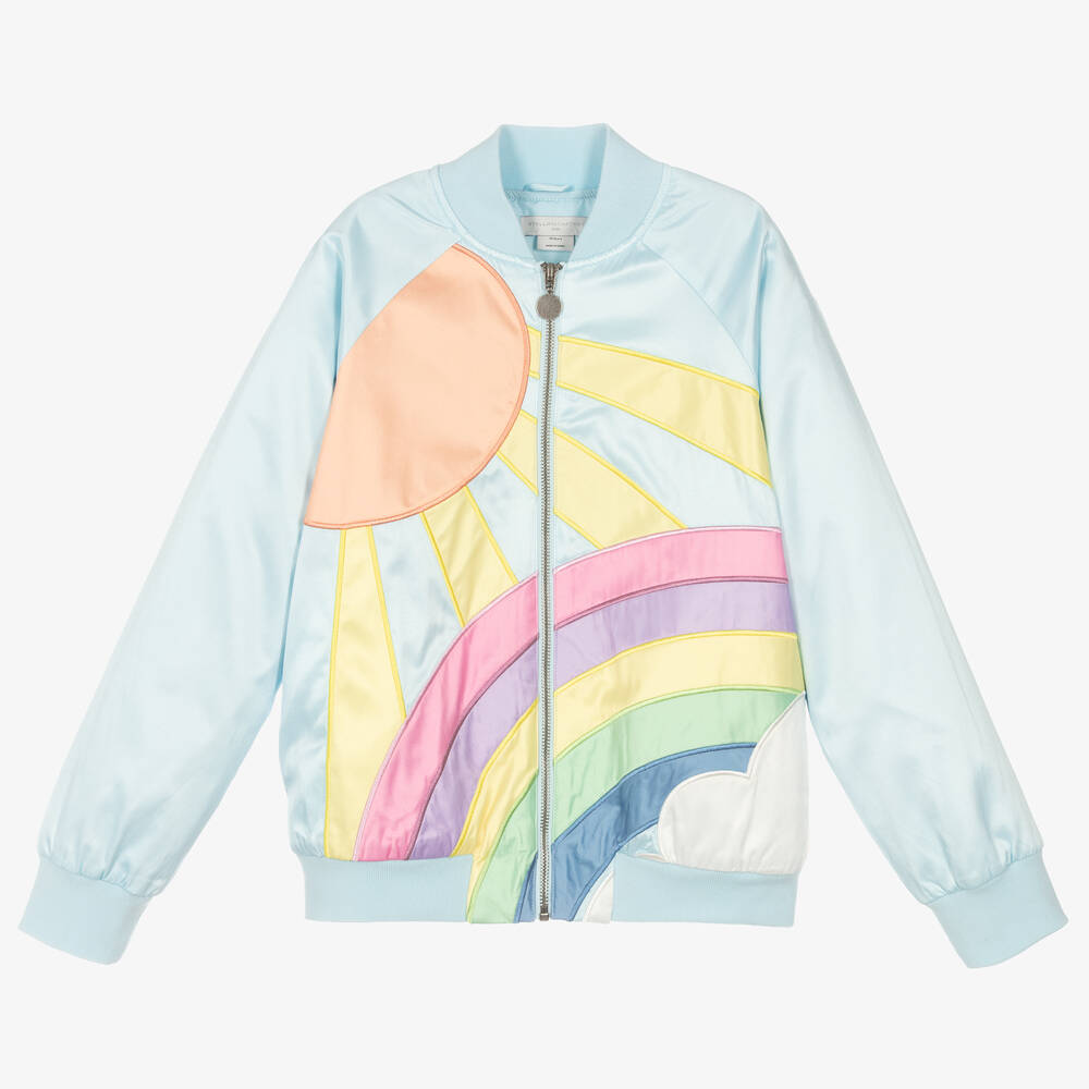Stella McCartney Kids - Teen Girls Blue Rainbow Bomber Jacket | Childrensalon