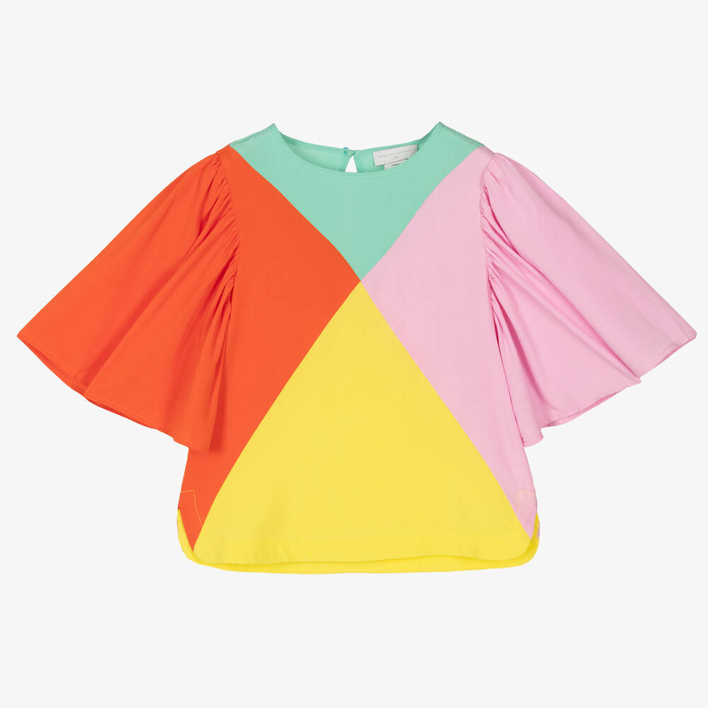 Stella McCartney Kids - بلوزة فيسكوز وليوسيل بألوان بلوك للمراهقات | Childrensalon