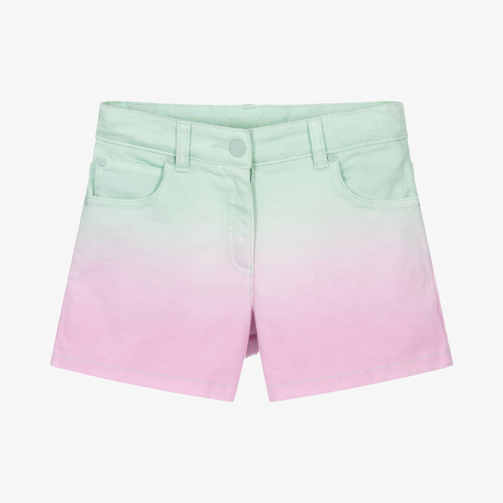 Stella McCartney Kids - Teen Girls Green & Pink Denim Shorts | Childrensalon