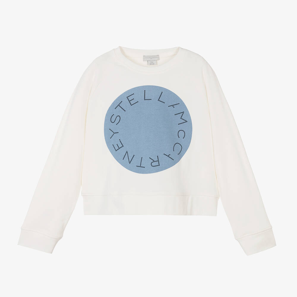Stella Mccartney Kids Teen Girls Ivory & Blue Cotton Sweatshirt