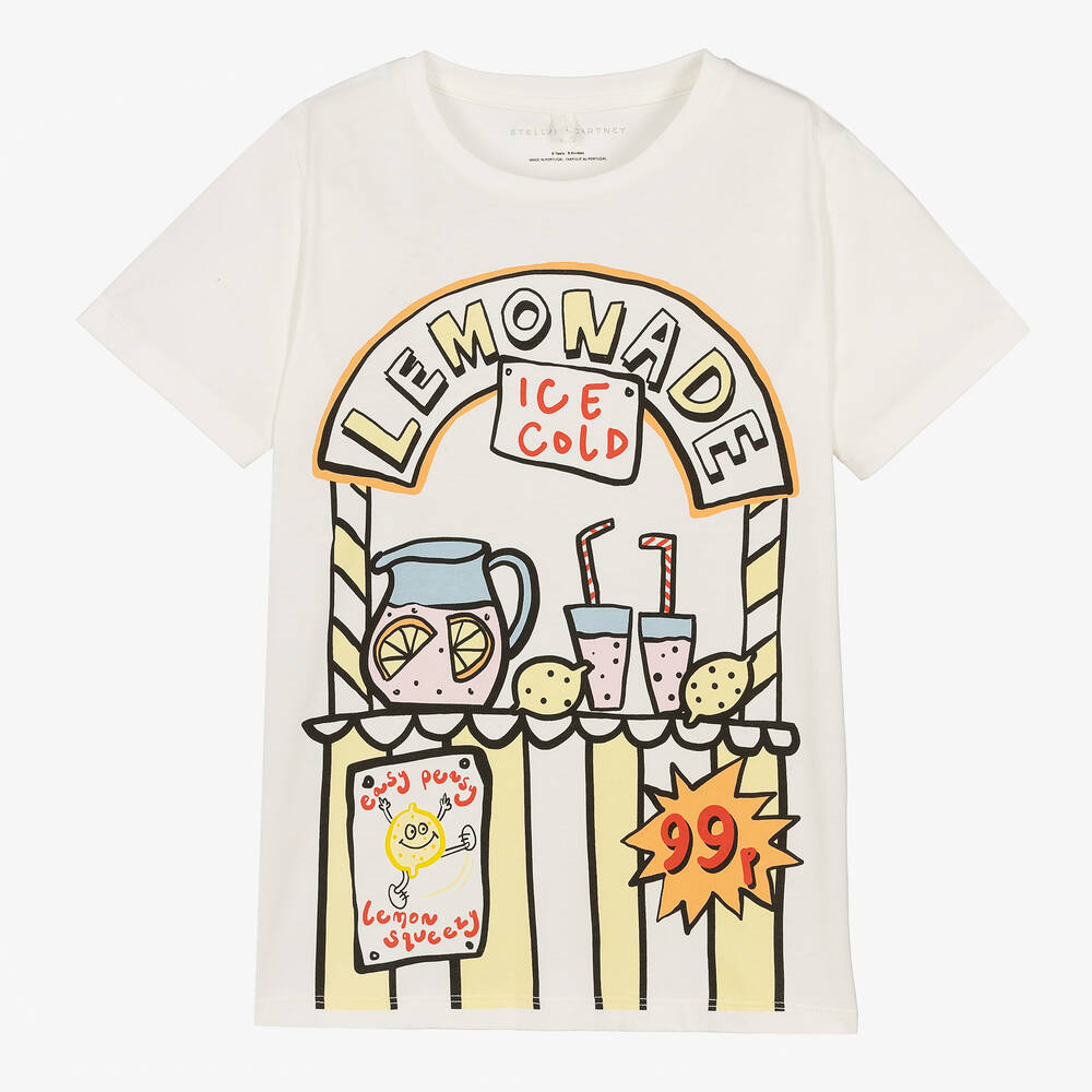 Stella McCartney Kids - Teen Girls Ivory Cotton Lemonade T-Shirt | Childrensalon
