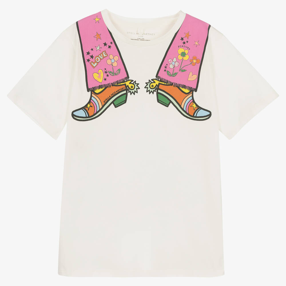 Stella McCartney Kids - Teen Girls Ivory Cotton T-Shirt | Childrensalon