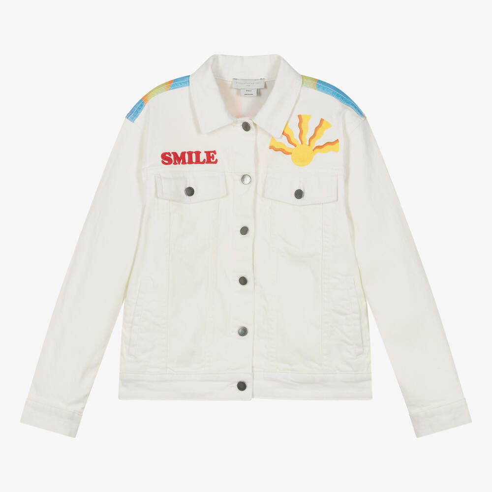 Stella McCartney Kids - Teen Girls Ivory Denim Embroidered Jacket | Childrensalon