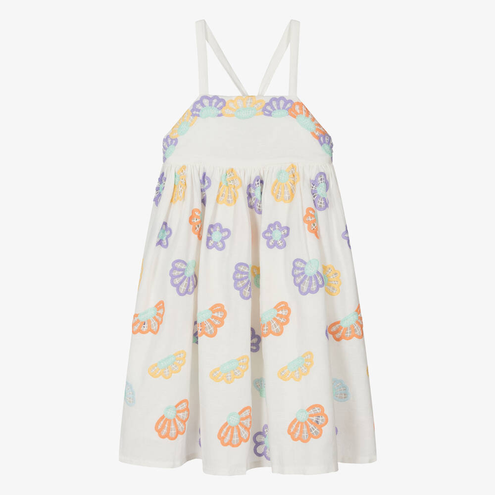 Stella McCartney Kids - Teen Girls Ivory Floral Linen Dress | Childrensalon