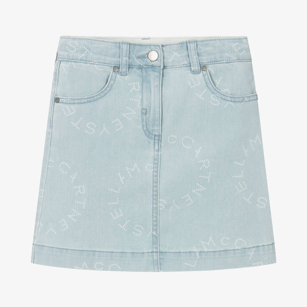 Shop Stella Mccartney Kids Teen Girls Light Blue Denim Skirt