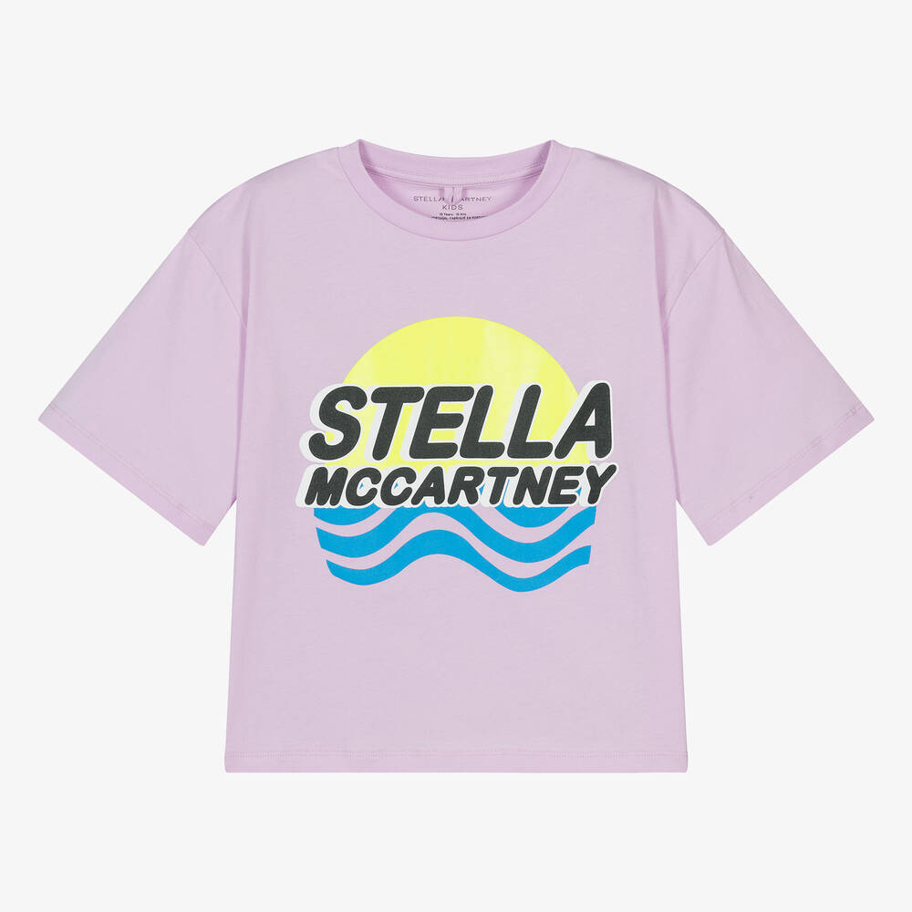 Stella McCartney Kids - Сиреневая хлопковая футболка для девочек-подростков | Childrensalon