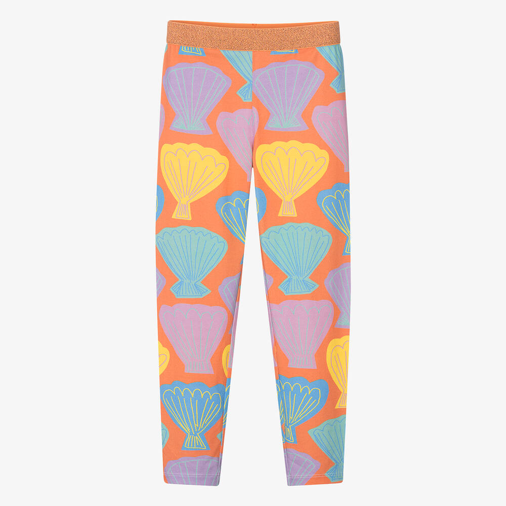Stella McCartney Kids - Teen Girls Orange Shell Print Leggings | Childrensalon