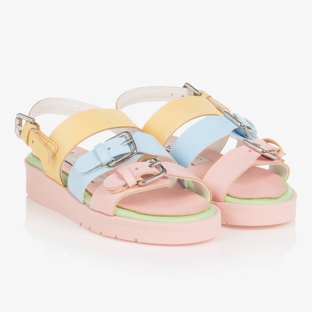 Stella McCartney Kids - Розово-голубые сандалии с пряжками | Childrensalon