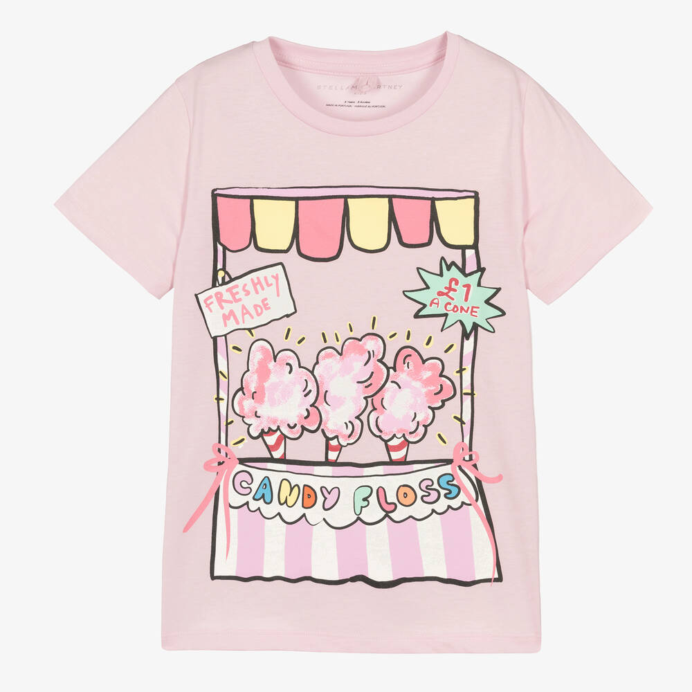 Stella McCartney Kids - Teen Girls Pink Candy Floss Cotton T-Shirt | Childrensalon