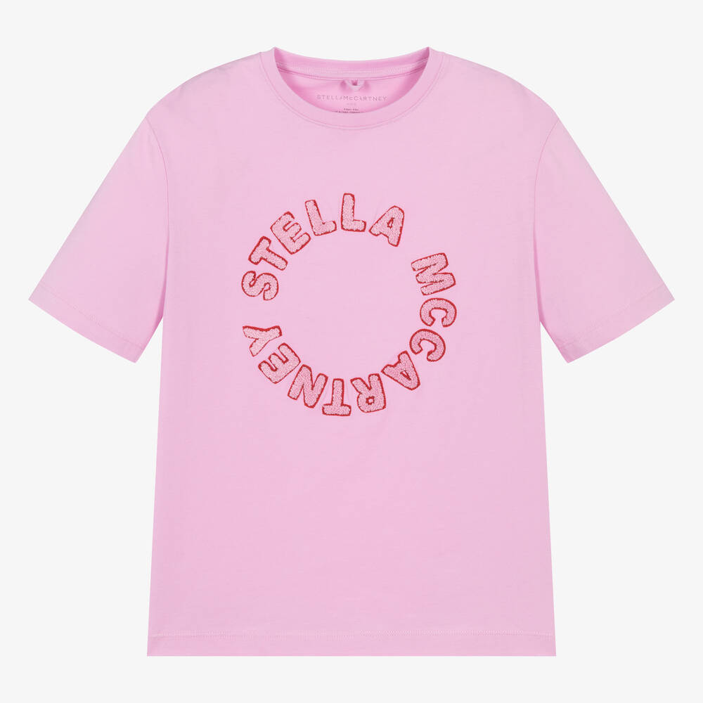 Stella McCartney Kids - Teen Girls Pink Cotton & Bouclé T-Shirt | Childrensalon