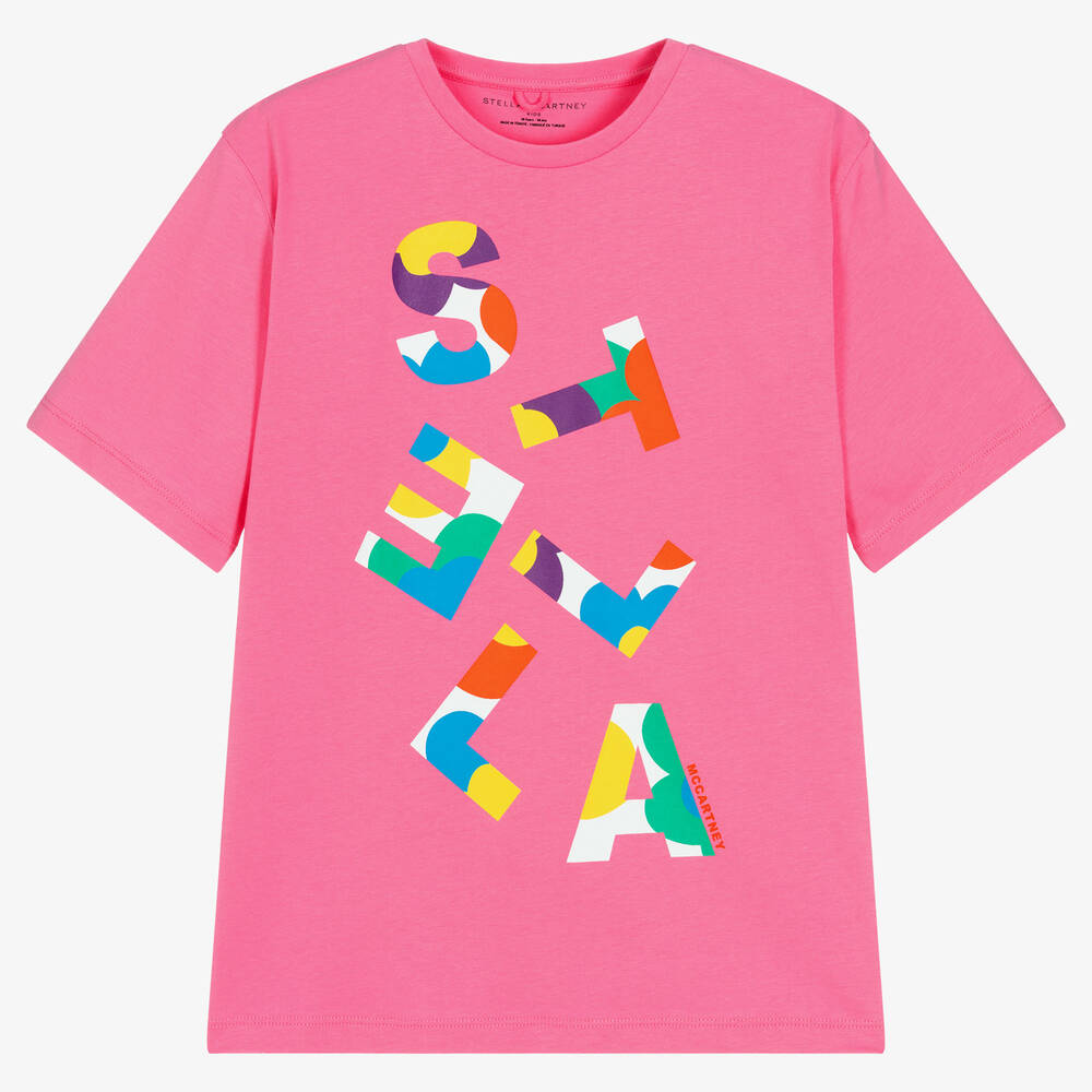 Stella Mccartney Kids Teen Girls Pink Cotton Logo T-shirt