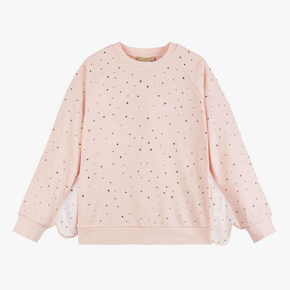 Stella McCartney Kids - Teen Girls Pink Diamanté Sweatshirt | Childrensalon