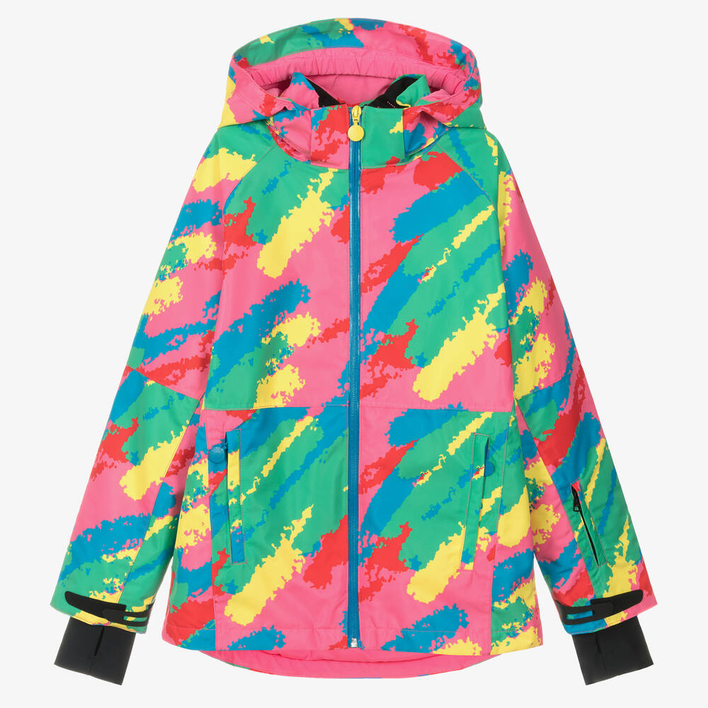 Stella McCartney Kids - Teen Girls Pink & Green Hooded Ski Jacket | Childrensalon