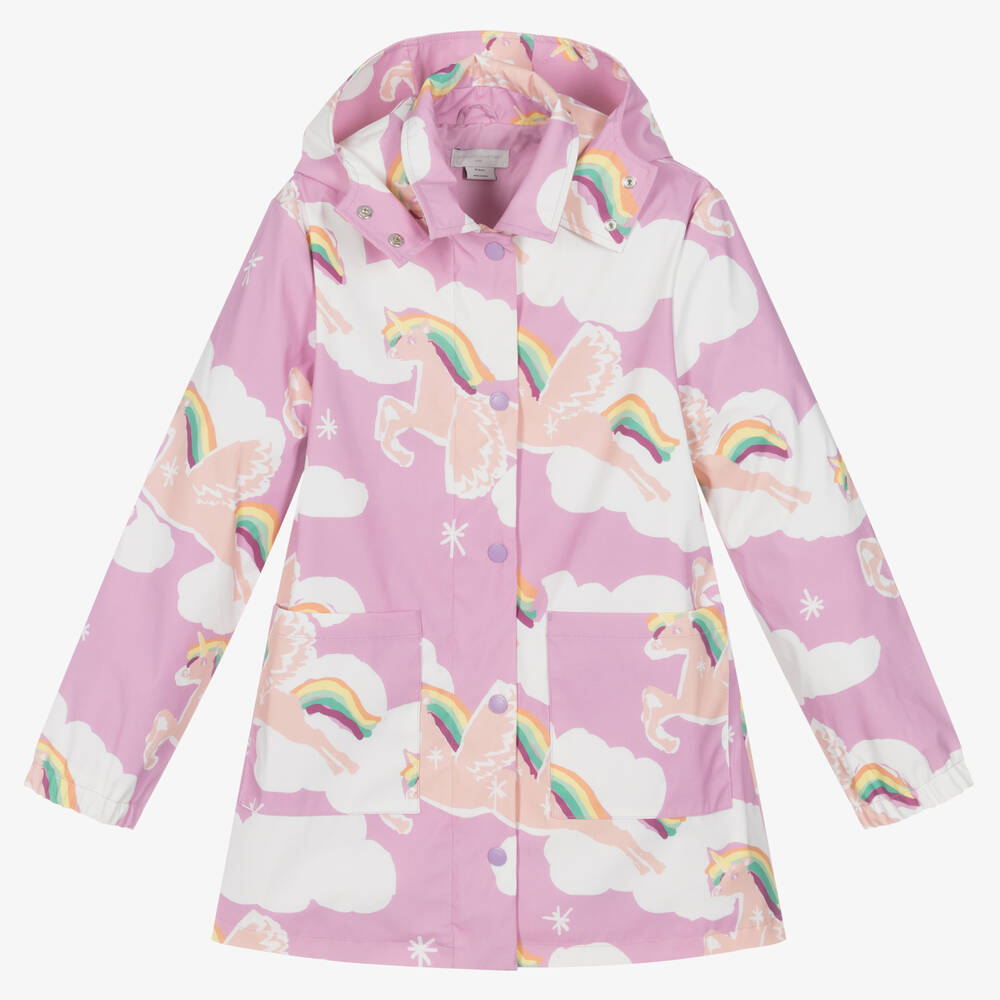 Stella Mccartney Kids Teen Girls Pink Rainbow & Unicorn Raincoat
