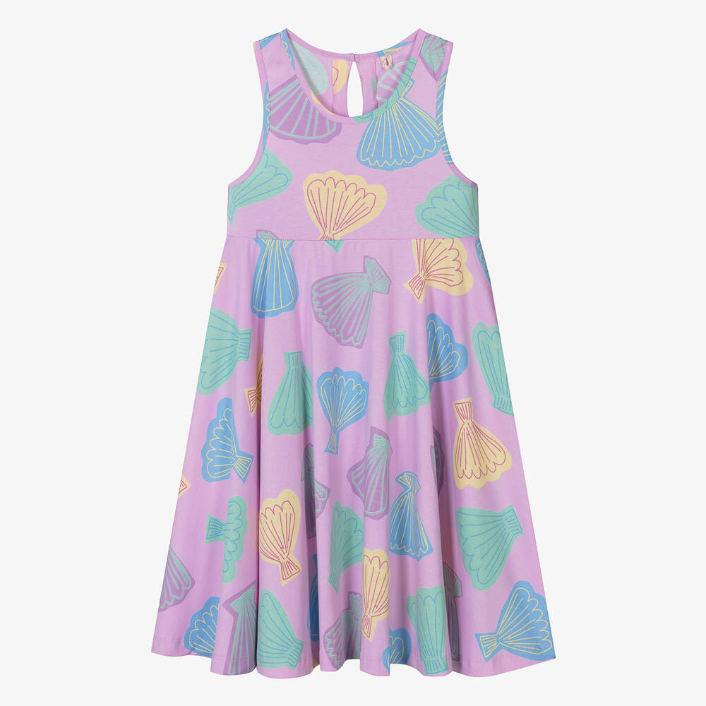 Stella McCartney Kids - Teen Girls Pink Shell Print Cotton Dress | Childrensalon