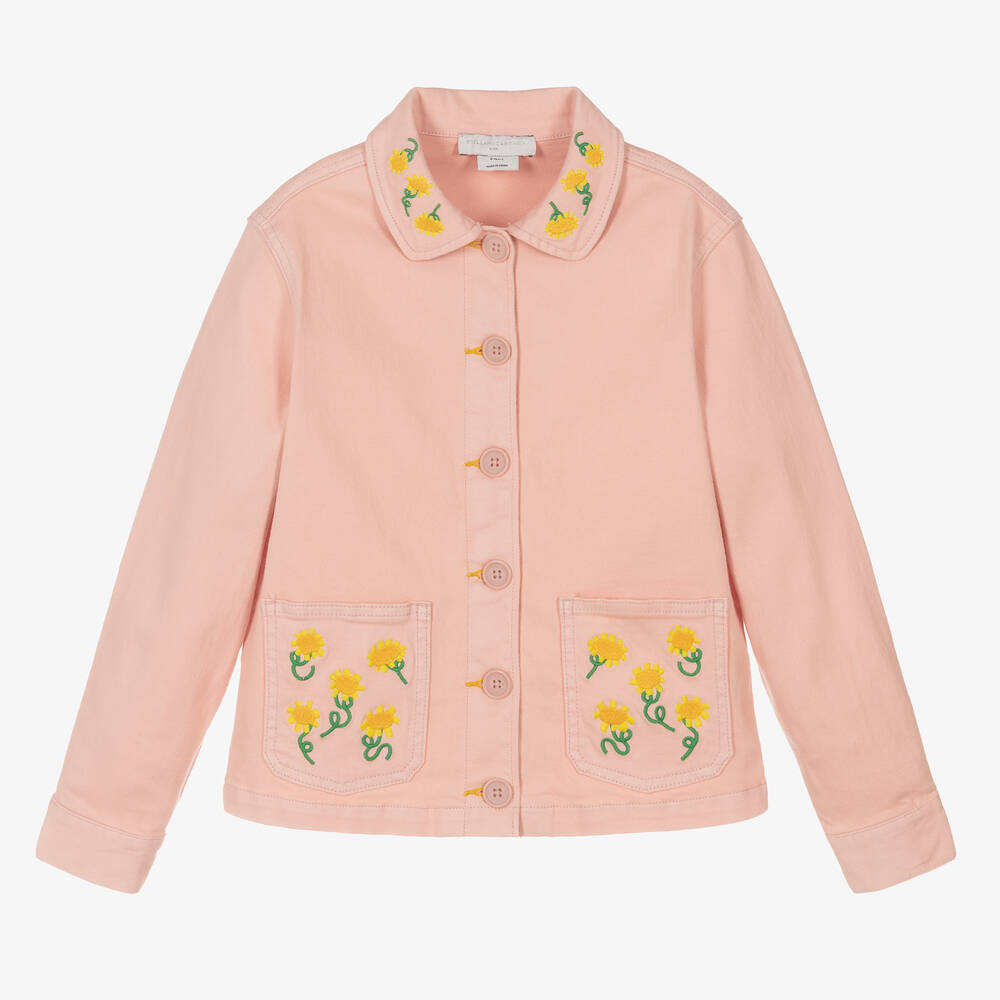 Stella McCartney Kids - Teen Girls Pink Sunflower Denim Jacket | Childrensalon