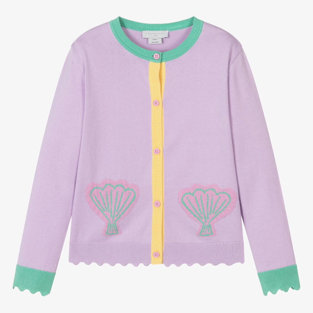 Stella McCartney Kids - Teen Girls Purple Cotton Knitted Cardigan | Childrensalon