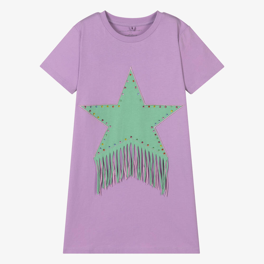 Stella McCartney Kids - Teen Girls Purple Cotton Star Dress | Childrensalon