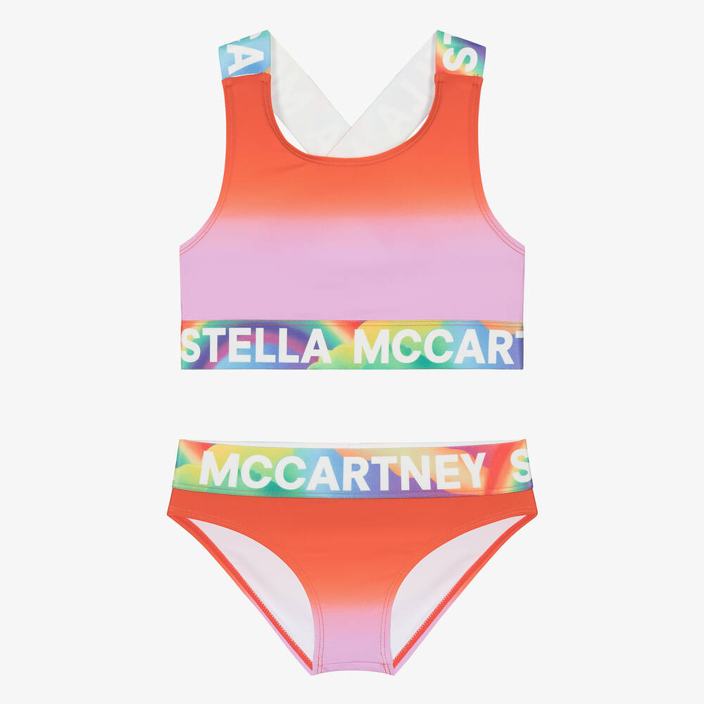 Stella McCartney Kids - مايو بيكيني لون أحمر وزهري للمراهقات (UPF50+) | Childrensalon